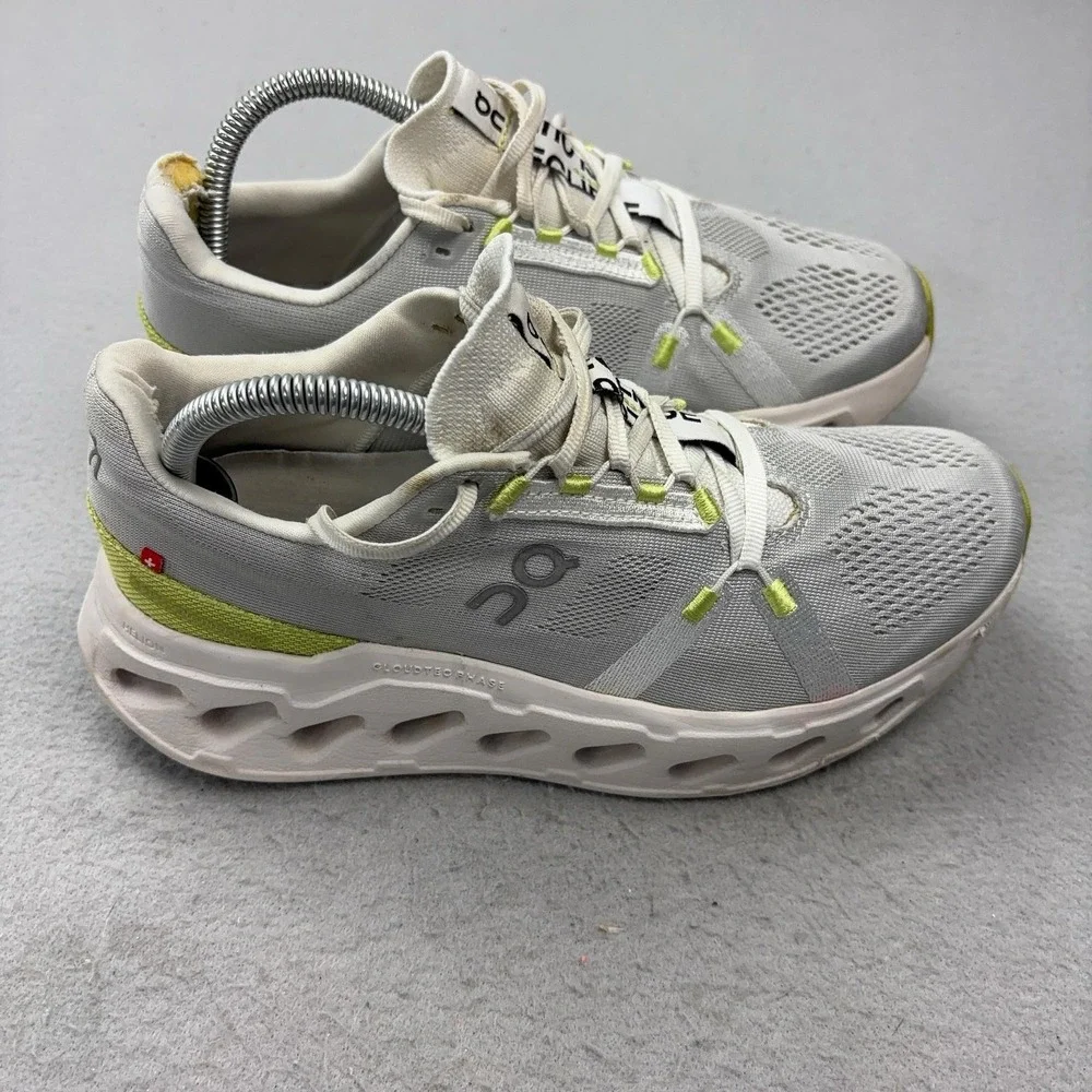 On Cloudsurfer Shoes Womens Size 9 Gray Lime CloudTec Running Sneakers Athletic